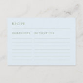 Blue & Green Bridal Shower Recipe Request Informatiekaartje (Achterkant)