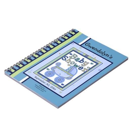 Blue Green Buggy-Baby shower notebook Notitieboek (Linkerzijde)