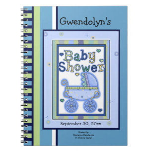 Blue Green Buggy-Baby shower notebook Notitieboek