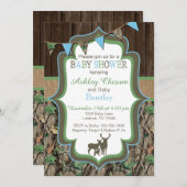 Blue Green Camo Baby shower Invitation Kaart (Voorkant / Achterkant)