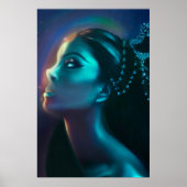 Blue Green Celestial Alien Goddess Wall Poster (Voorkant)