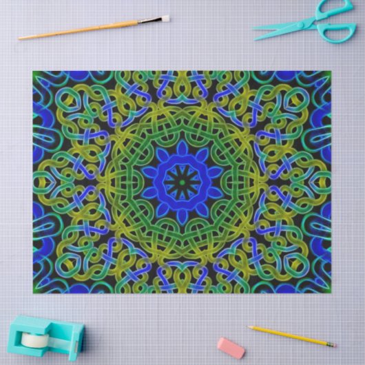 Blue Green Celtic Kaleidoscoop Tissuepapier (Craft)