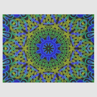 Blue Green Celtic Kaleidoscoop Tissuepapier