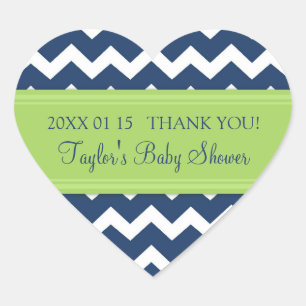 Blue Green Chevron Baby shower Favor Stickers