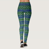 Blue Green Chevron Modern Leather Leggings (Achterkant)