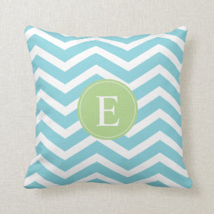 Blue Green Chevron Monogram Kussen