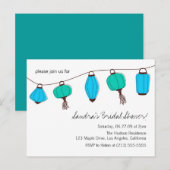 Blue Green Chinese Lantern Post Kaart Uitnodiginge (Voorkant / Achterkant)