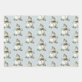 Blue Green Christmas Santa Deer Snowman Inpakpapier Vel (Voorkant 3)