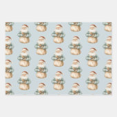 Blue Green Christmas Santa Deer Snowman Inpakpapier Vel (Voorkant)