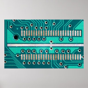 Blue Green Circuit Board - Electronics Photography Poster