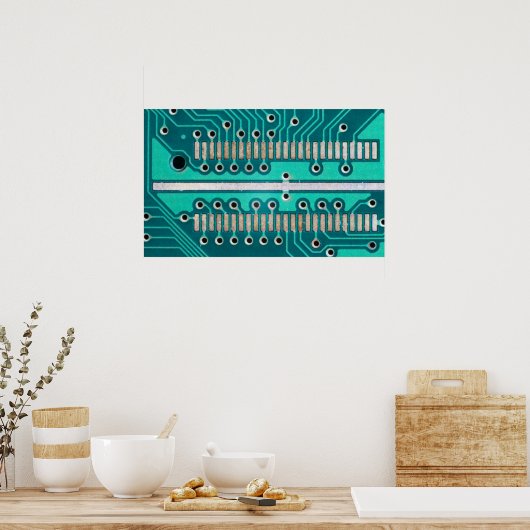 Blue Green Circuit Board - Electronics Photography Poster (Keuken)