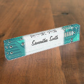 Blue Green Circuit Board - Elektronische fotografi Naambordje (Zijkant)