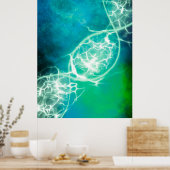 Blue Green Cosmic DNA Strand Poster (Keuken)