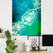 Blue Green Cosmic DNA Strand Poster (Thuiskantoor)