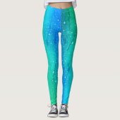 Blue Green Cosmos Ombre Gradient Leggings (Voorkant)