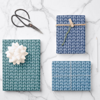 Blue Green Crochet Yarn Pattern Inpakpapier Vel