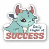 Blue Green Daily Flight of Succes Baby Dragon Sticker (Voorkant)