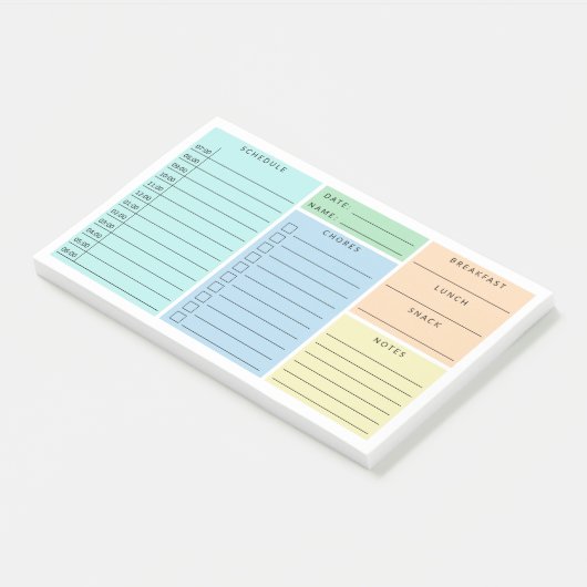 Blue Green Daily Home School Schedule Post-it® Notes (Schuin)
