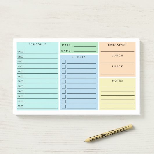 Blue Green Daily Home School Schedule Post-it® Notes (Op bureau)