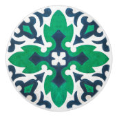Blue Green Damask Ornamental Cabinet Keramische Knop (Voorkant)