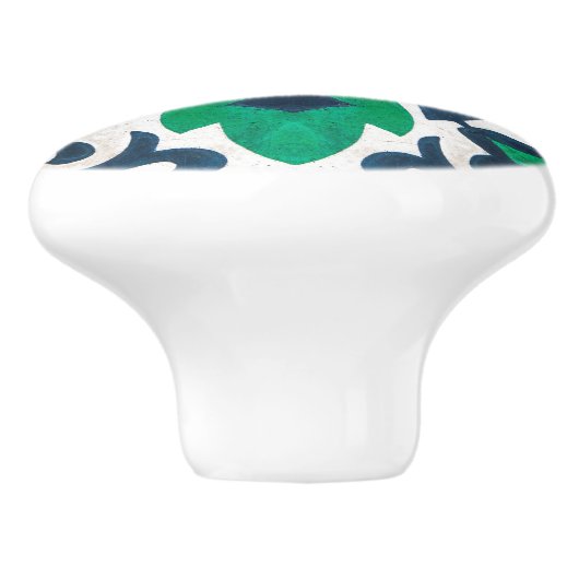 Blue Green Damask Ornamental Cabinet Keramische Knop (Zijkant)