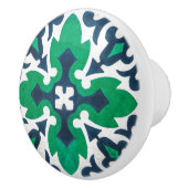 Blue Green Damask Ornamental Cabinet Keramische Knop (Rechts)