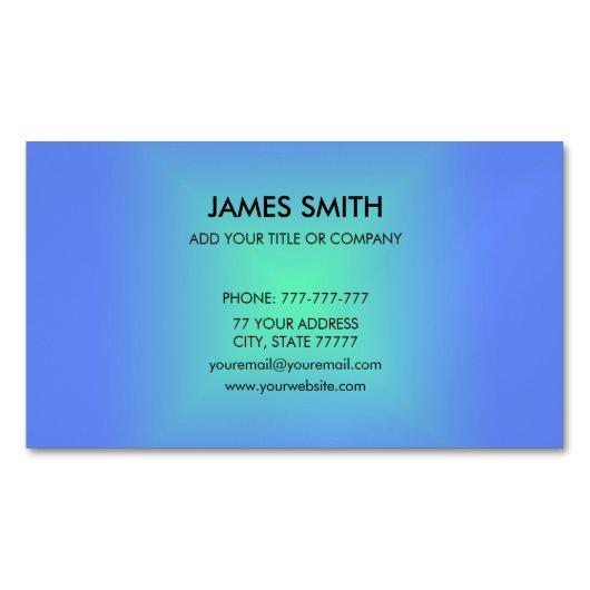 Blue Green Diamond gradient Modern Magnetisch Visitekaartje (Voorkant)