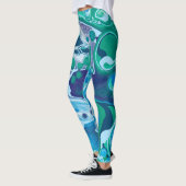 Blue Green Digital Marble Fluid Art Leggings (Links)