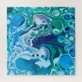 Blue Green Digital Marble Fluid Art Legpuzzel (Verticaal)