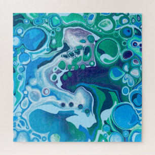 Blue Green Digital Marble Fluid Art Legpuzzel