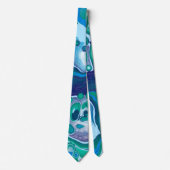Blue Green Digital Marble Fluid Art Stropdas (Voorkant)