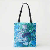 Blue Green Digital Marble Fluid Art Tote Bag (Voorkant)