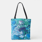 Blue Green Digital Marble Fluid Art Tote Bag (Achterkant)