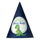 Blue & Green Dinosaur Boy Birthday Feesthoedjes (Voorkant)