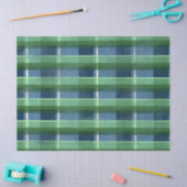 Blue Green Distressed Plaid Pattern Decoupage Tissuepapier (Craft)