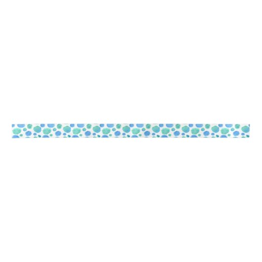 Blue Green Dot Waterverf Ribbon Satijnen Lint (Voorkant)