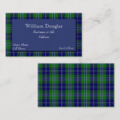 Blue & Green Douglas Scottish Tartan Pset Custom Visitekaartje (Voorkant / Achterkant)