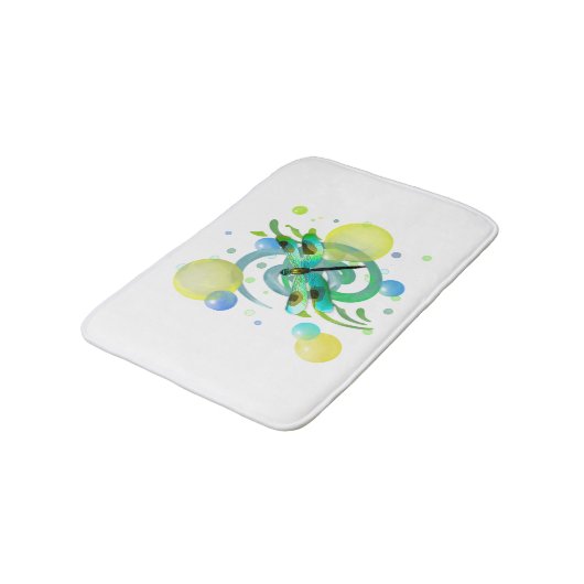 Blue Green Dragonfly Bath Mat (Gekanteld)