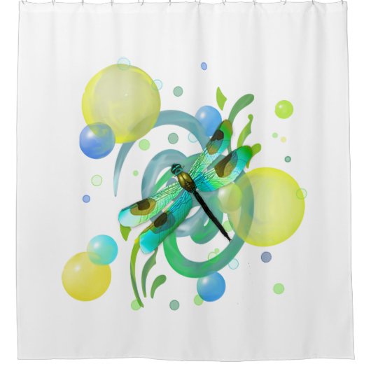 Blue Green Dragonfly Shower Curtain Douchegordijn (Voorkant)