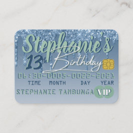 Blue|Green Drip Glitter VIP Credit Kaart Birthday Kortingskaartje