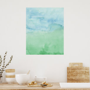 Blue Green Duo-Waterverf Abstract Poster