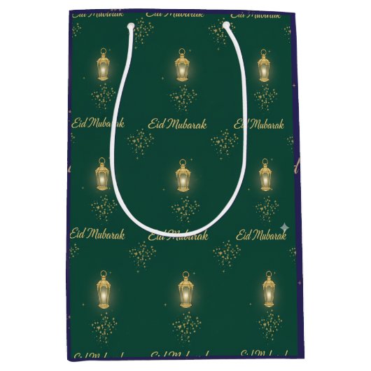 Blue Green Eid Gift Bag Medium Cadeauzakje (Voorkant)