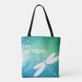 Blue Green Elegant Waterverf Dragonfly Tote Bag (Achterkant)