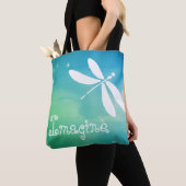 Blue Green Elegant Waterverf Dragonfly Tote Bag (Dichtbij)
