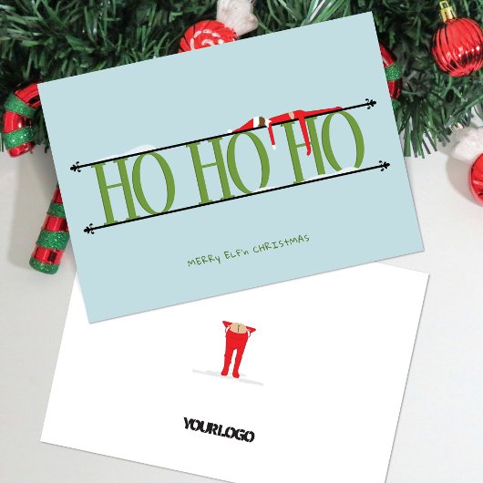 Blue & Green Elf Shenanigans Corporate Christmas Feestdagenkaart