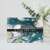 Blue Green en Gold Splatter | Cadeaubon (Staand voorkant)