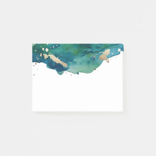 Blue Green en Gold Splatter Post it Post-it® Notes (Voorkant)
