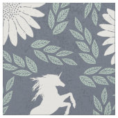 Blue Green en Ivory Unicorn Pattern Stof (Close Up)