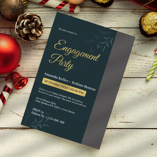 Blue Green Engagement Party Kaart