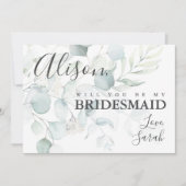 Blue Green Eucalyptus Bridesmaid proposal Kaart (Voorkant)